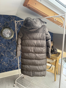GHAKI QUILTED FUR HOODED COAT