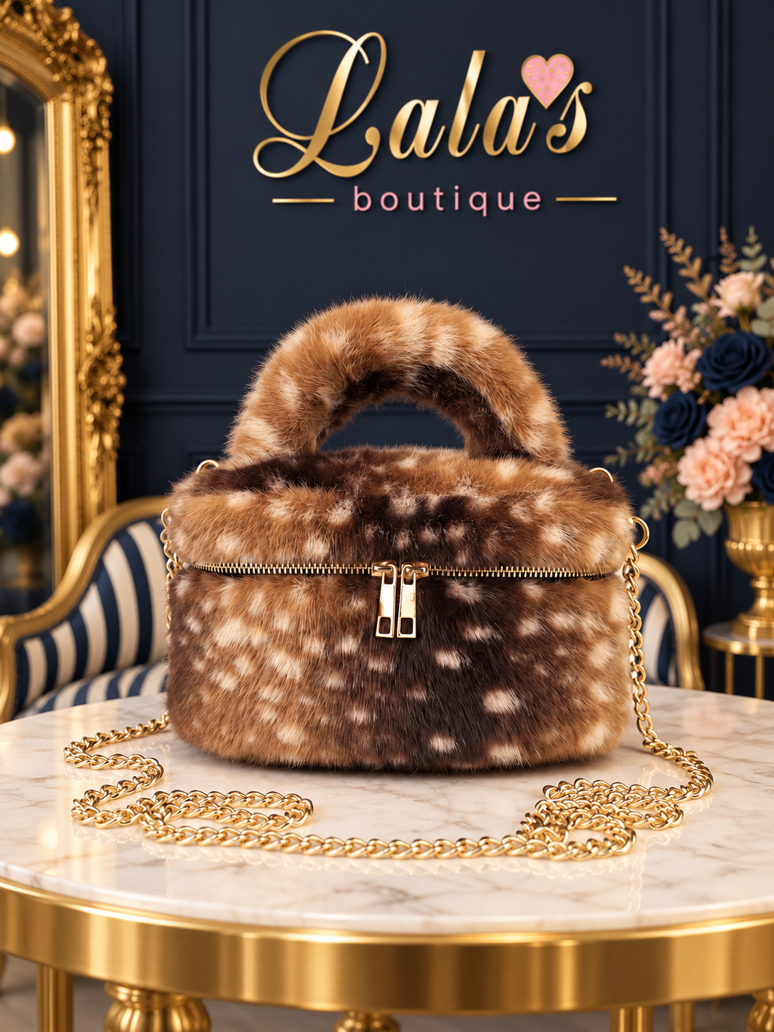 FAUX FUR VANITY HANDBAG