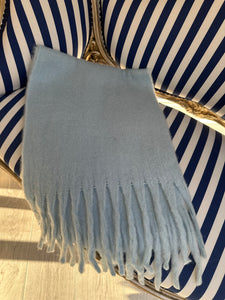 BABY BLUE WOOL TASSLE SCARF