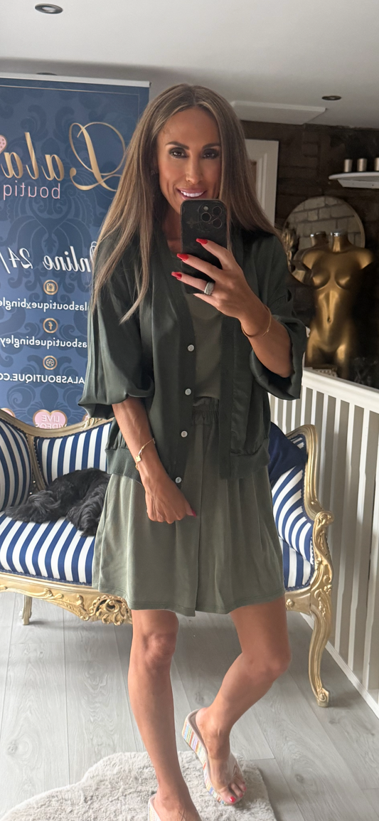 KHAKI SATIN SHIRTBOMBER