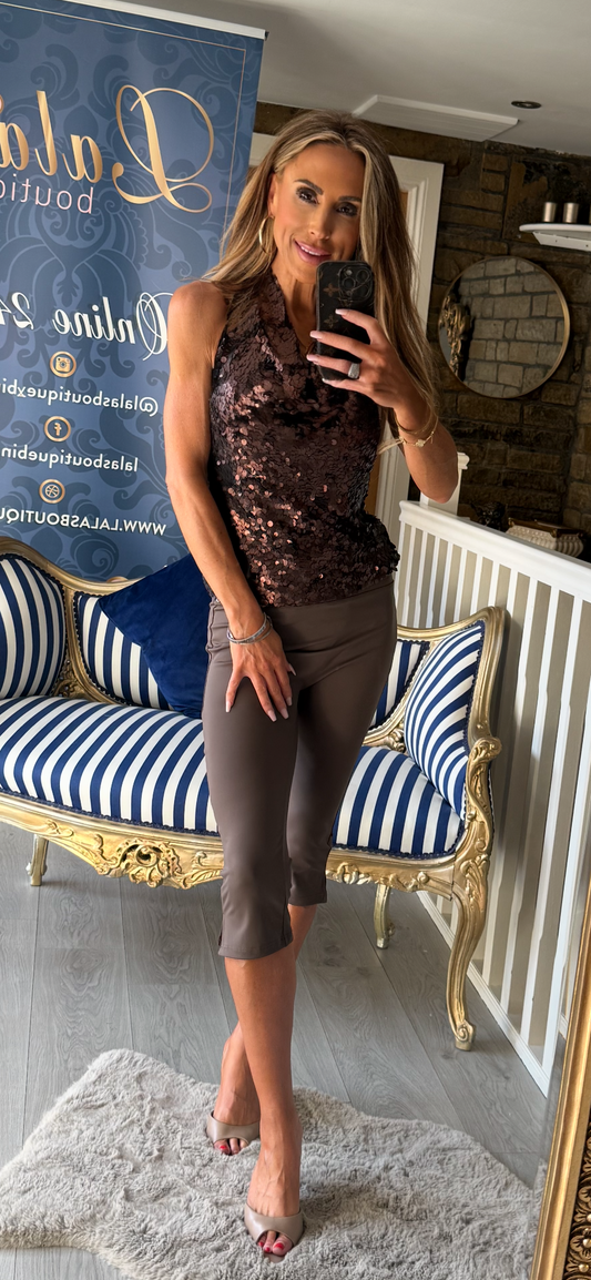 SEQUIN HALTER NECK