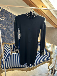 BLACK JEWELLED POLO NECK DRESS