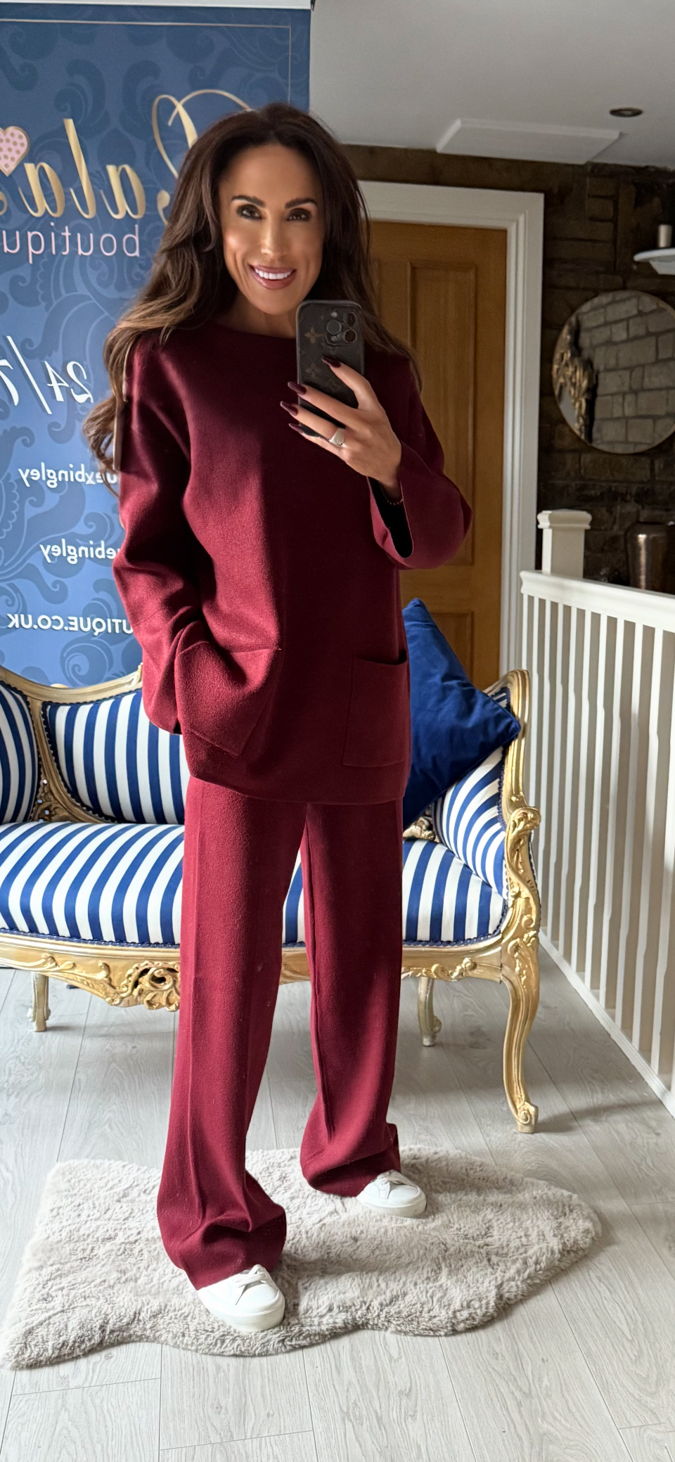 WINE CASHMERE KNITTED SUIT