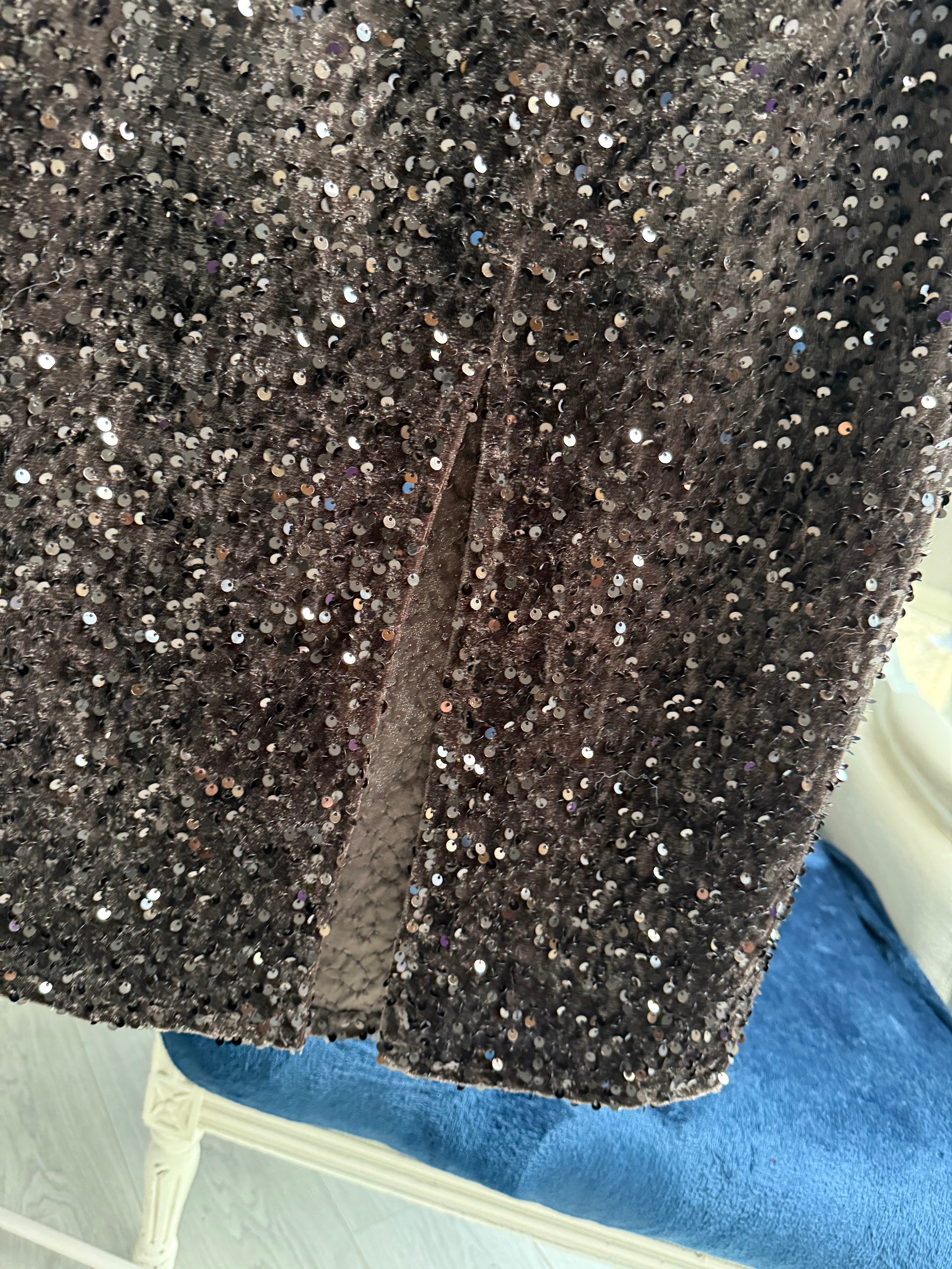 CHOCOLATE MIDI SEQUIN SKIRT