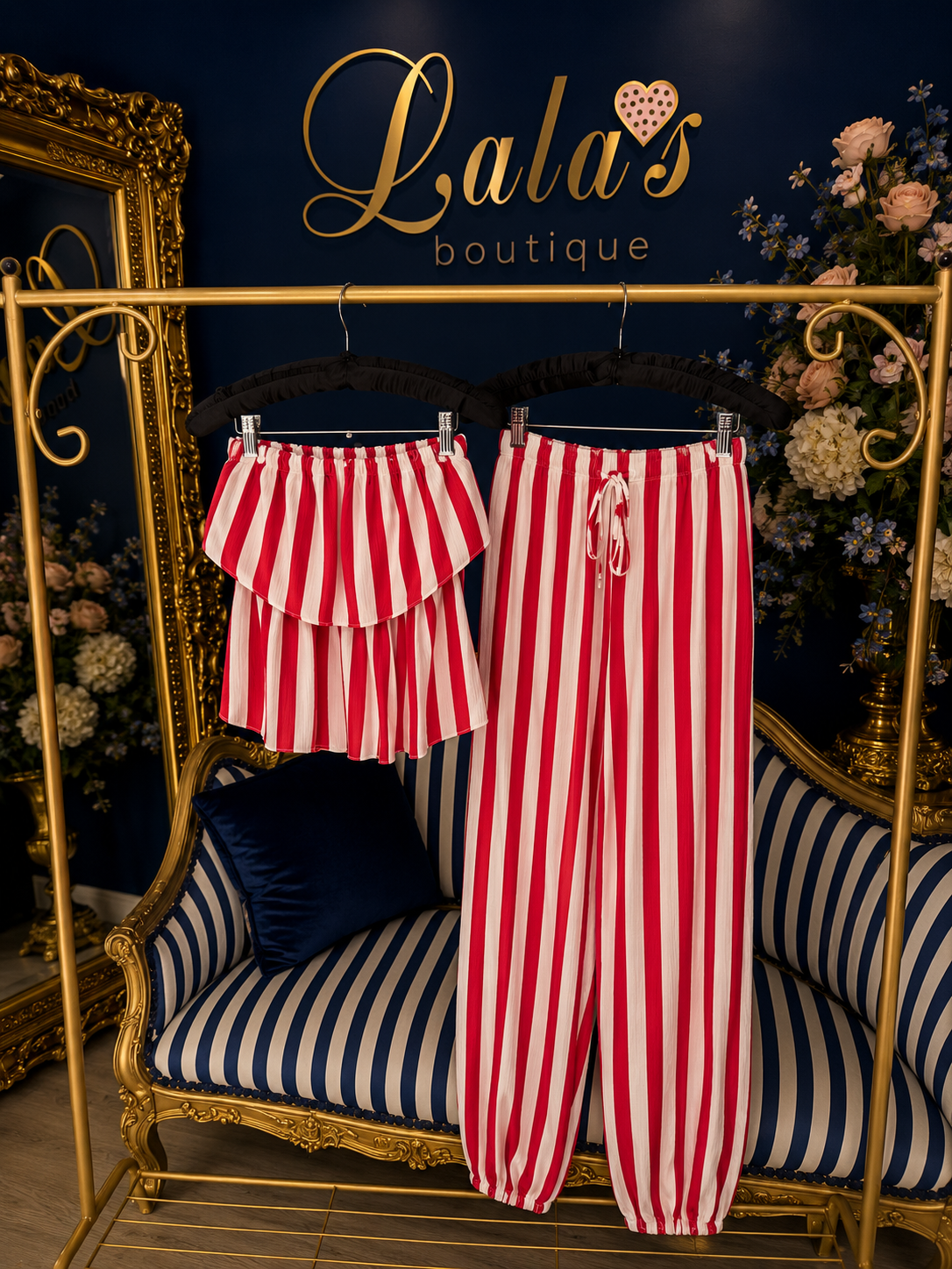 RED & WHITE STRIPE CUFFED CO-ORD