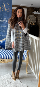 HOUNDSTOOTH MILITARY WOOL CAPE