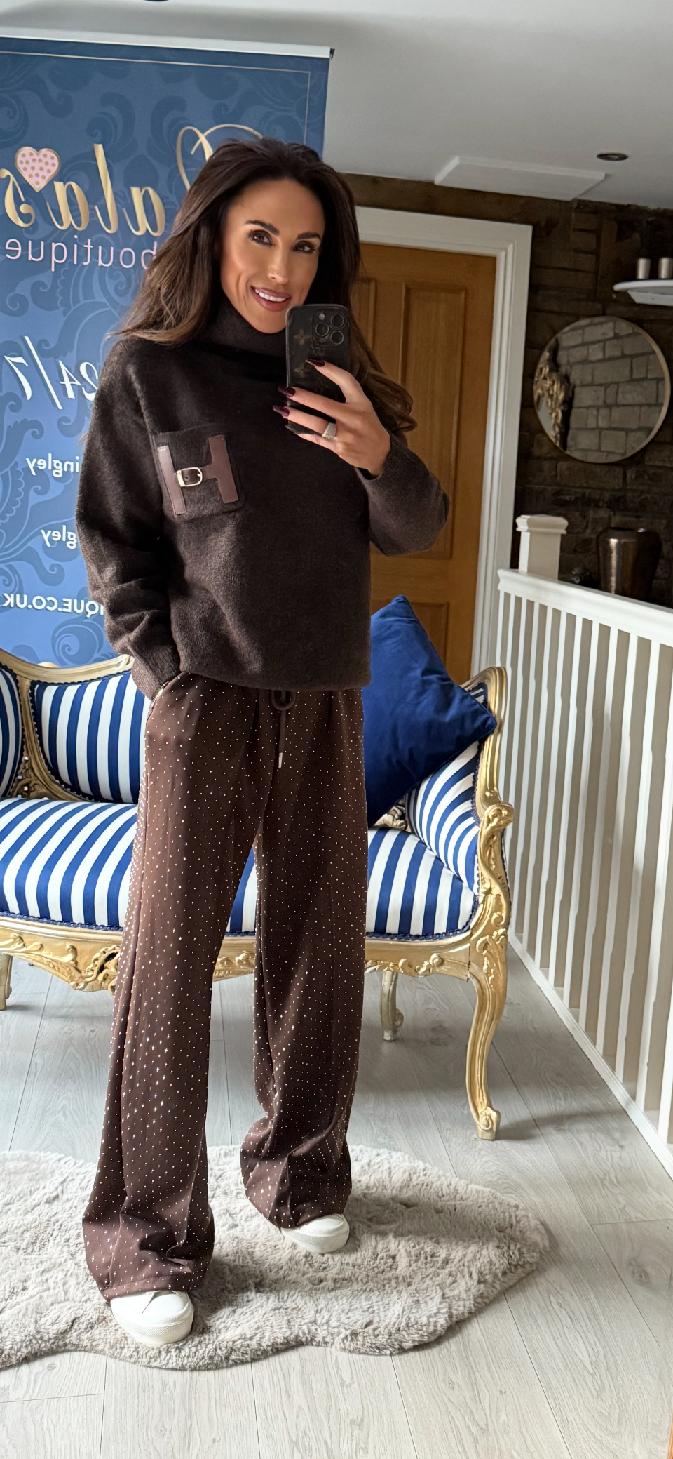 CHOCOLATE H POLO NECK JUMPER