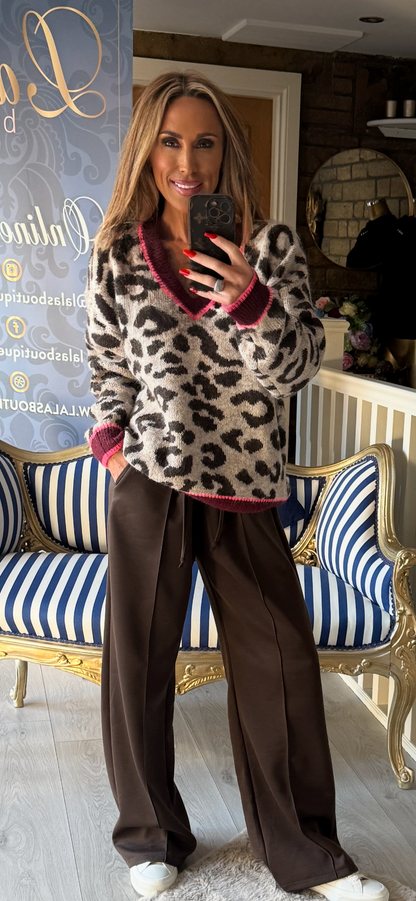 NEON & BURGUNDY ANIMAL PRINT JUMPER