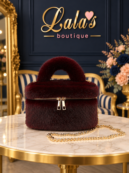 FAUX FUR VANITY HANDBAG