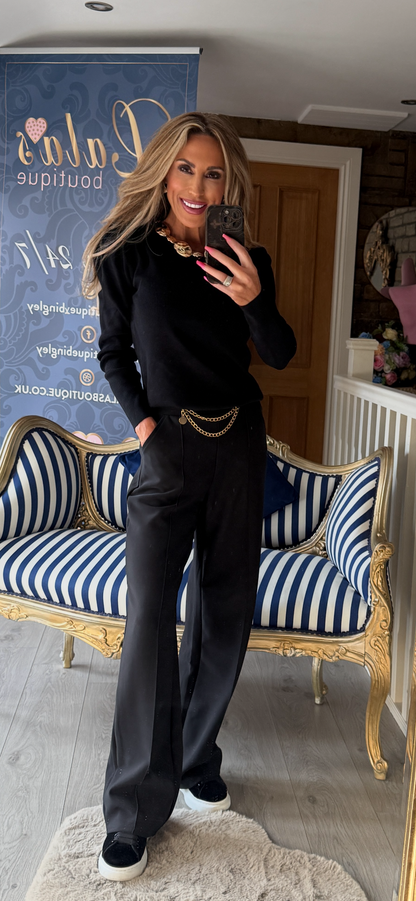 BLACK CHAIN TROUSERS