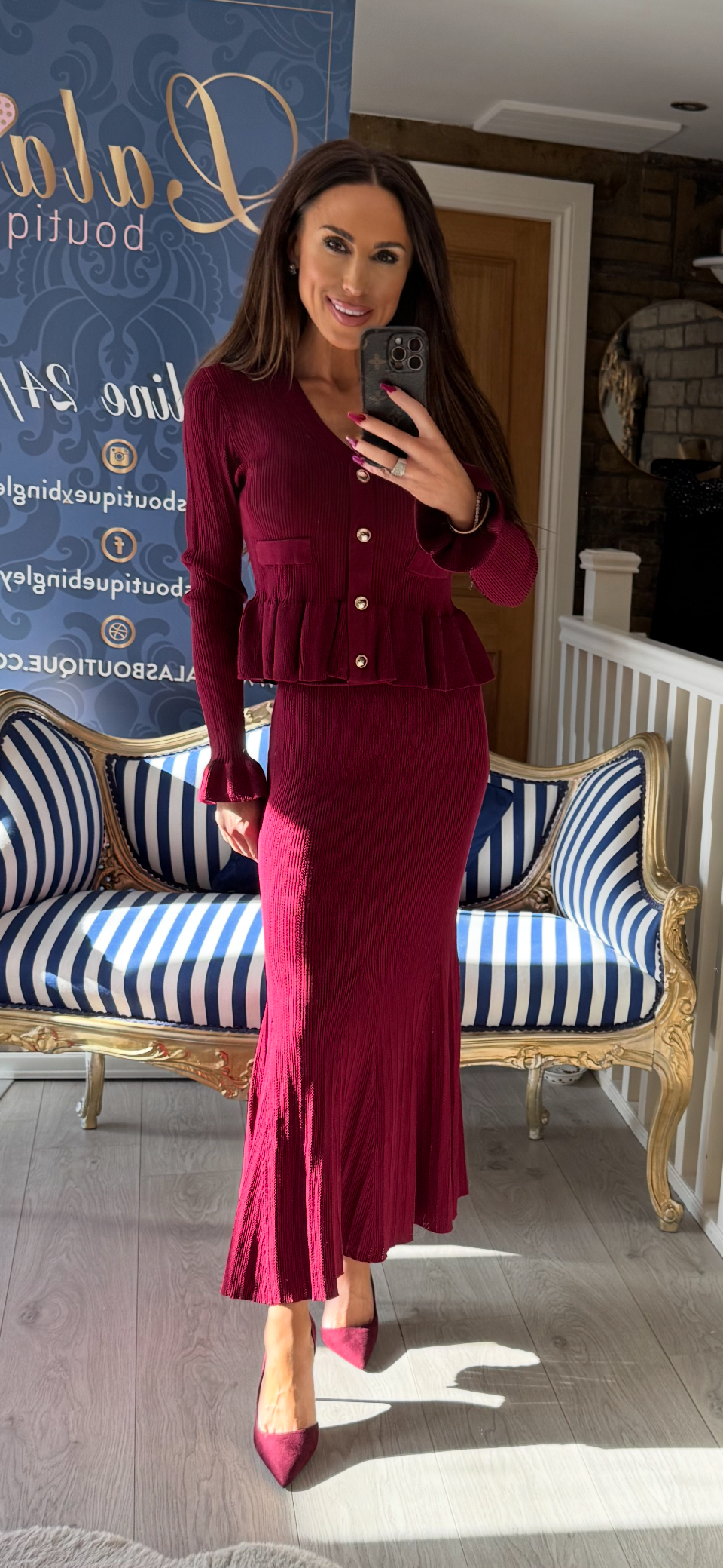 BURGUNDY PEPLUM SUIT