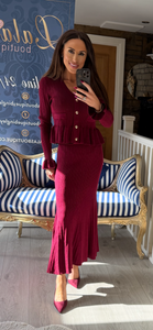 BURGUNDY PEPLUM SUIT
