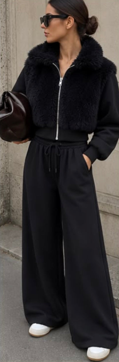 BLACK FUR BOMBER