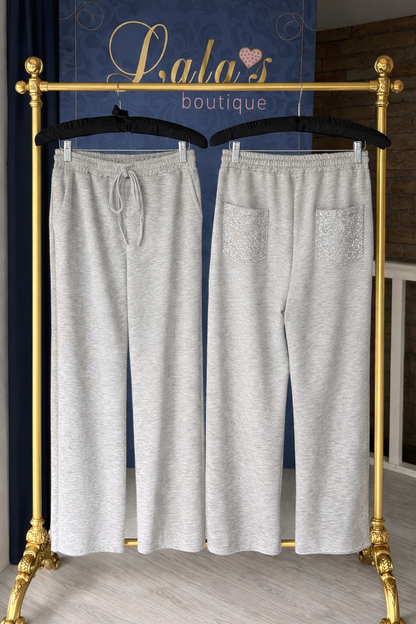 GREY SPARKLE POCKET JOGGERS