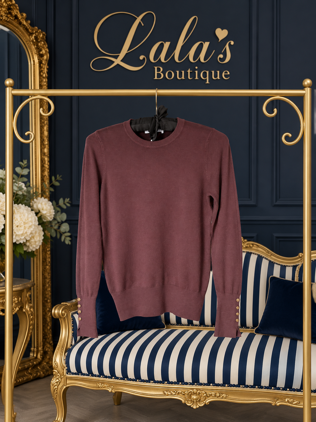 BROWN GOLD BUTTON ESSENTIAL KNIT