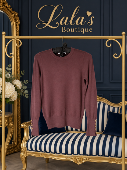 BROWN GOLD BUTTON ESSENTIAL KNIT