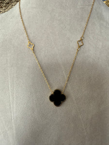LARGE BLACK CLOVER NECKLACE
