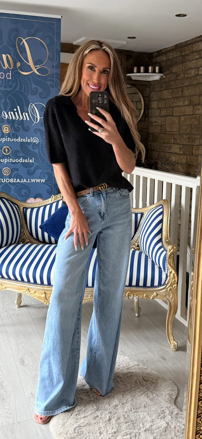 ALPACA V NECK COLLARED JUMPER