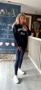 NAVY “WELLNESS CLUB “ KNITTED SWEATSHIRT