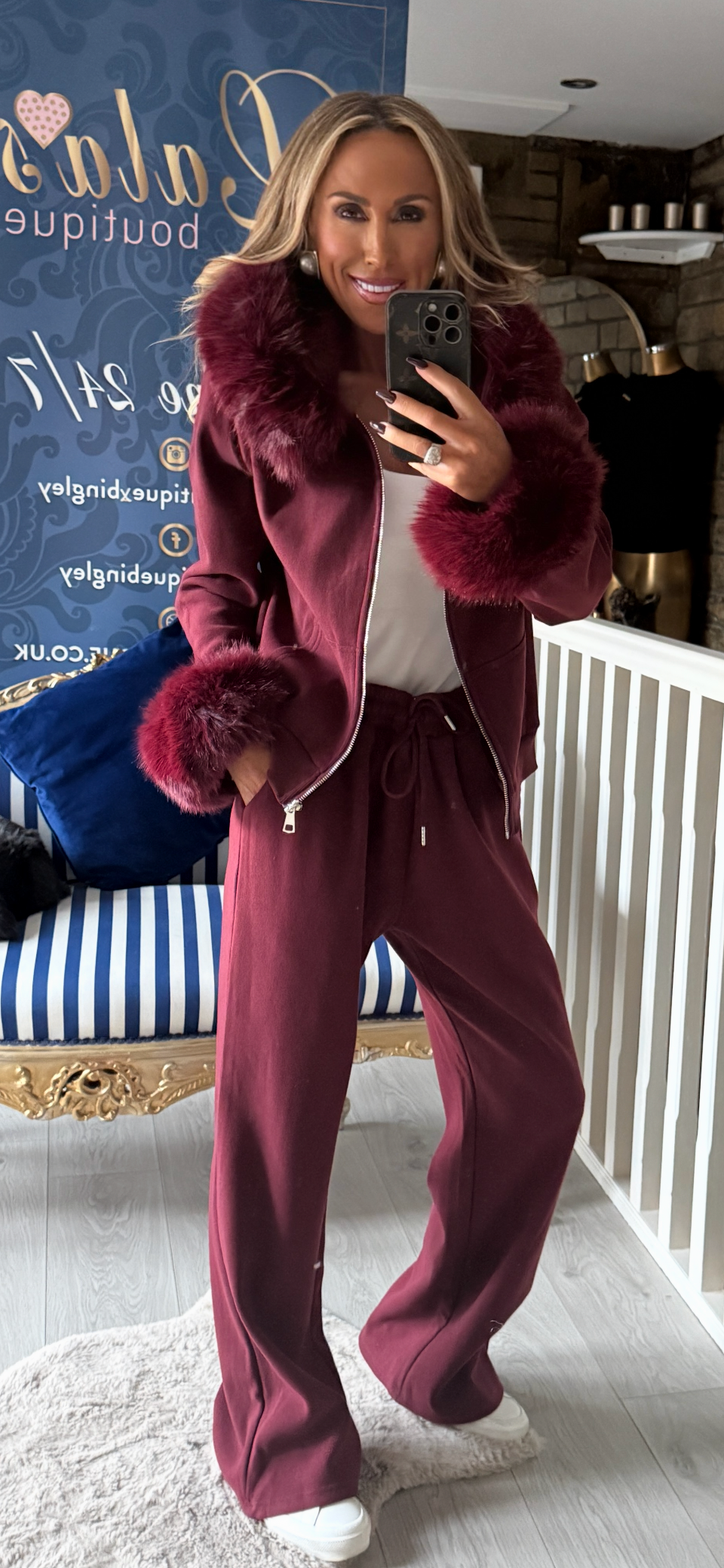 BURGUNDY FUR CO-ORD