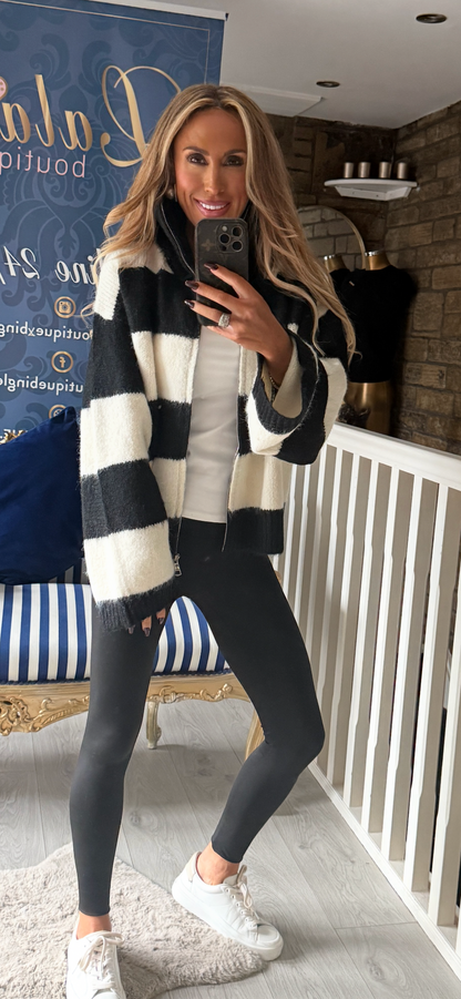 BLACK FUNNEL STRIPE CARDIGAN