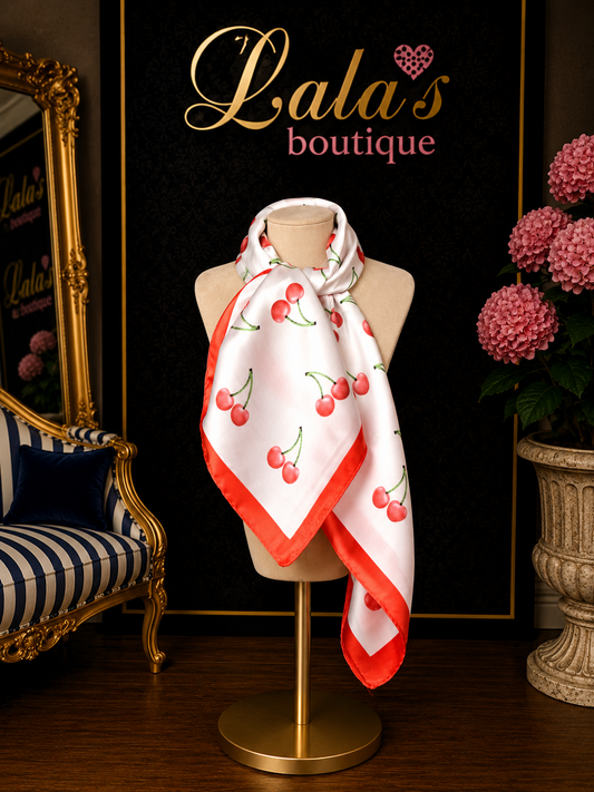 WHITE & RED CHERRY NECKERCHIEF