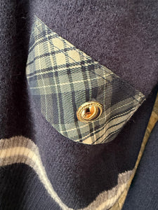 NAVY PLAID SHIRT CARDIGAN