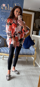 CORAL FRILL BLOUSE
