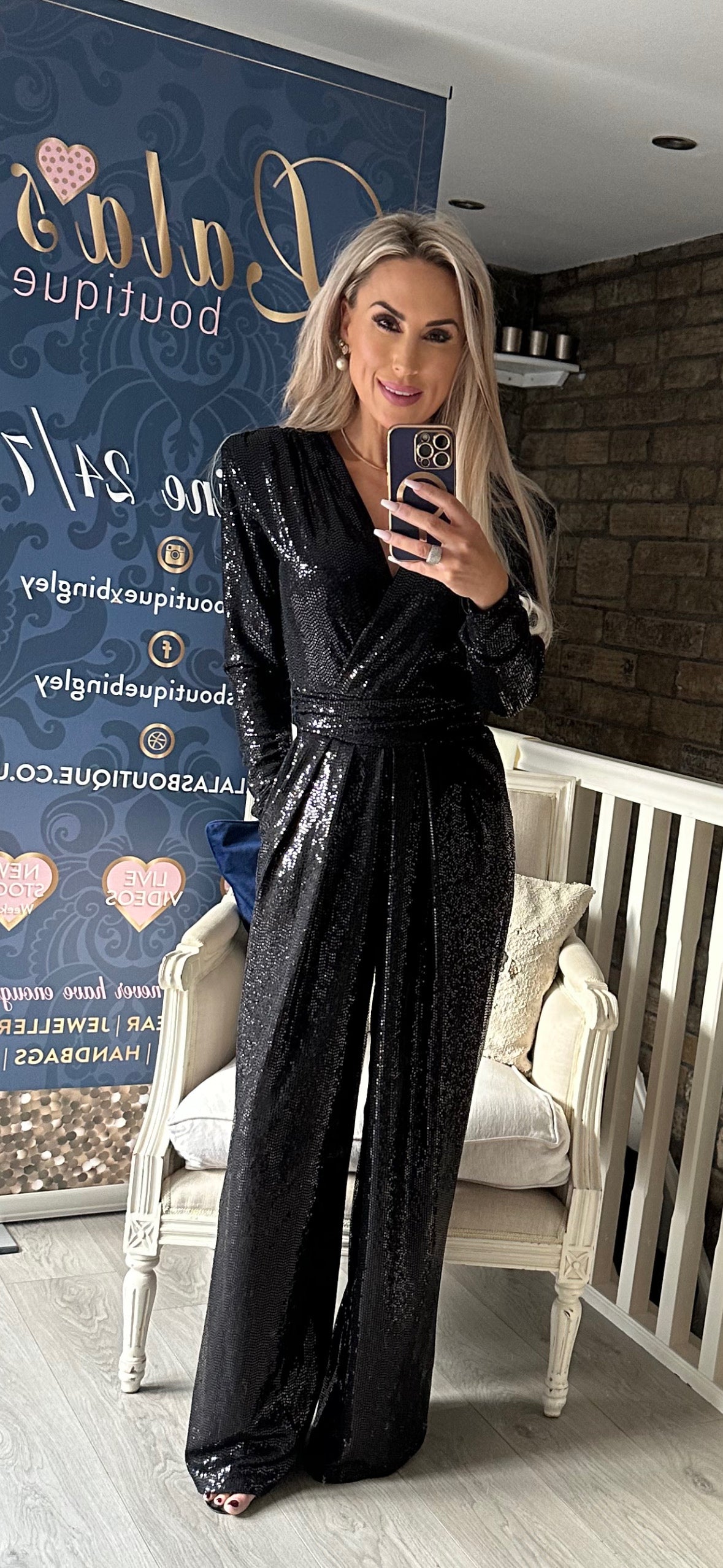 BLACK SEQUIN JUMPSUIT