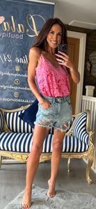FUCHSIA LACE CAMISOLE