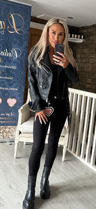 BLACK PU BIKER JACKET