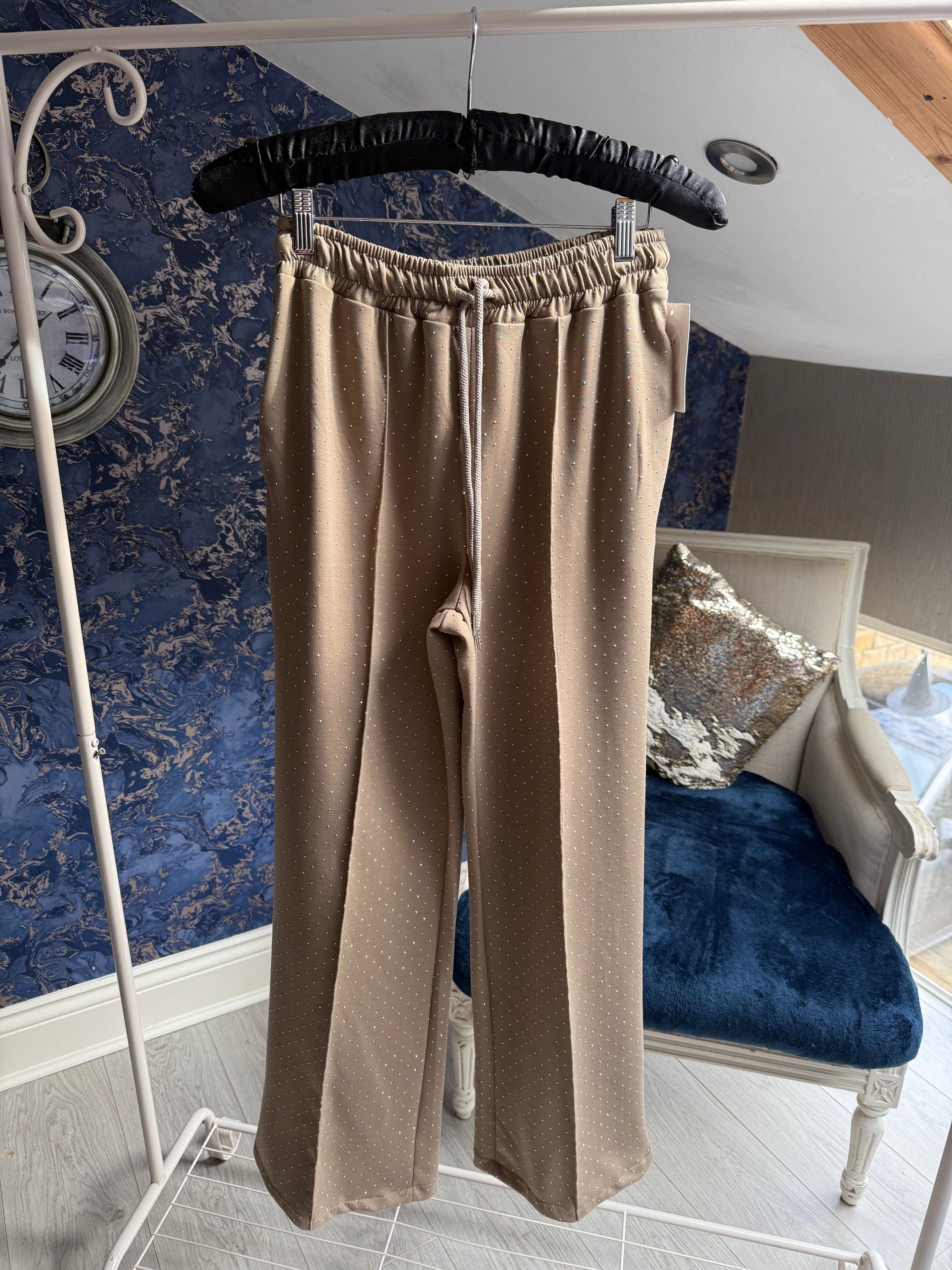 BEIGE SPARKLE RELAXED JOGGERS