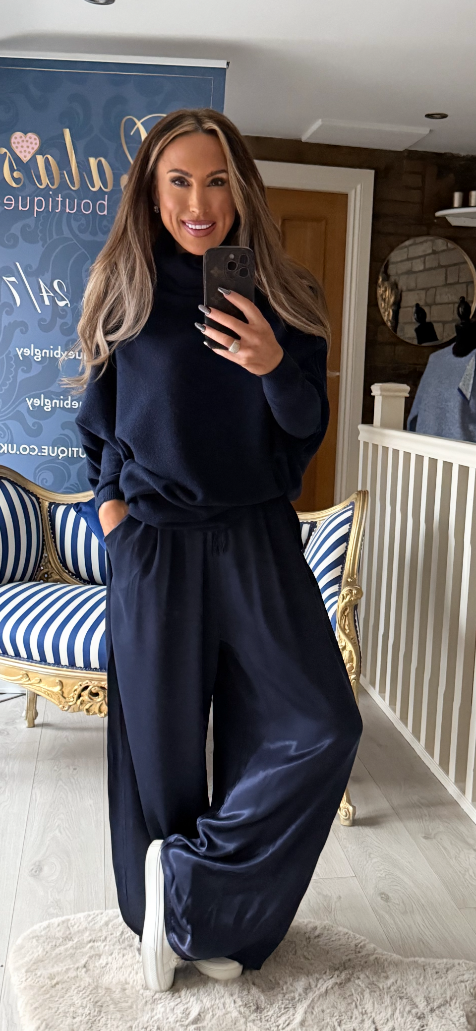 BLU ASYMETTRIC POLO NECK