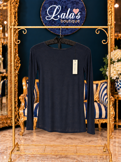 NAVY CASHMERE BASE LAYER TOP