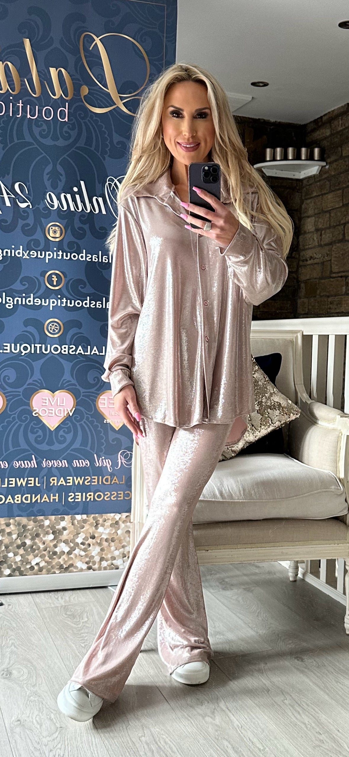 LUX ROSE GOLD LOUNGEWEAR SET