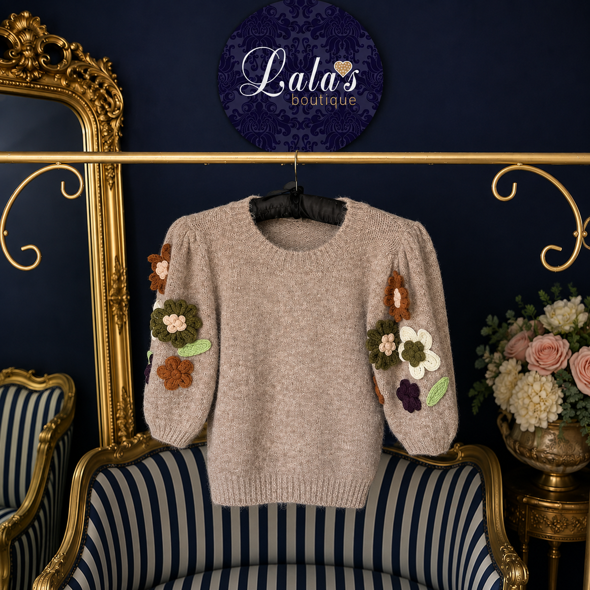 APPLIQUÉD FLOWER JUMPER