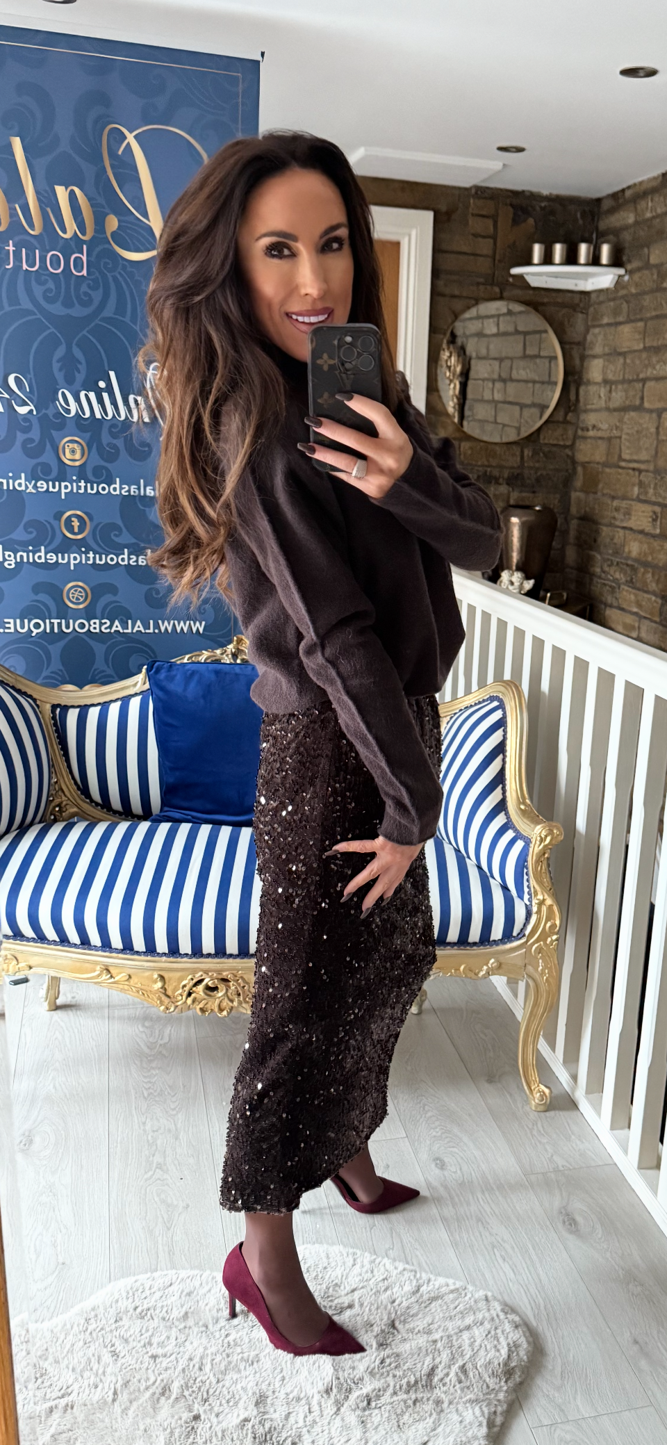 CHOCOLATE MIDI SEQUIN SKIRT