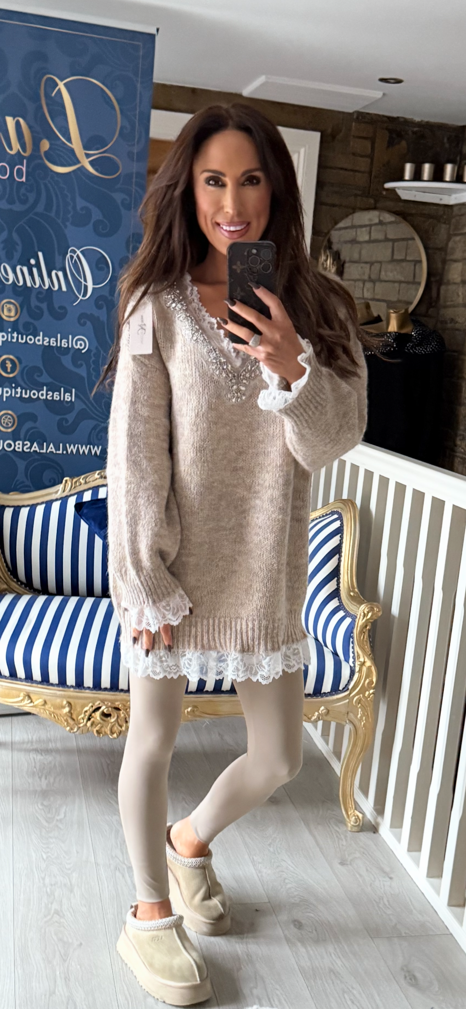 STONE FRILL EDGE JEWELLED JUMPER