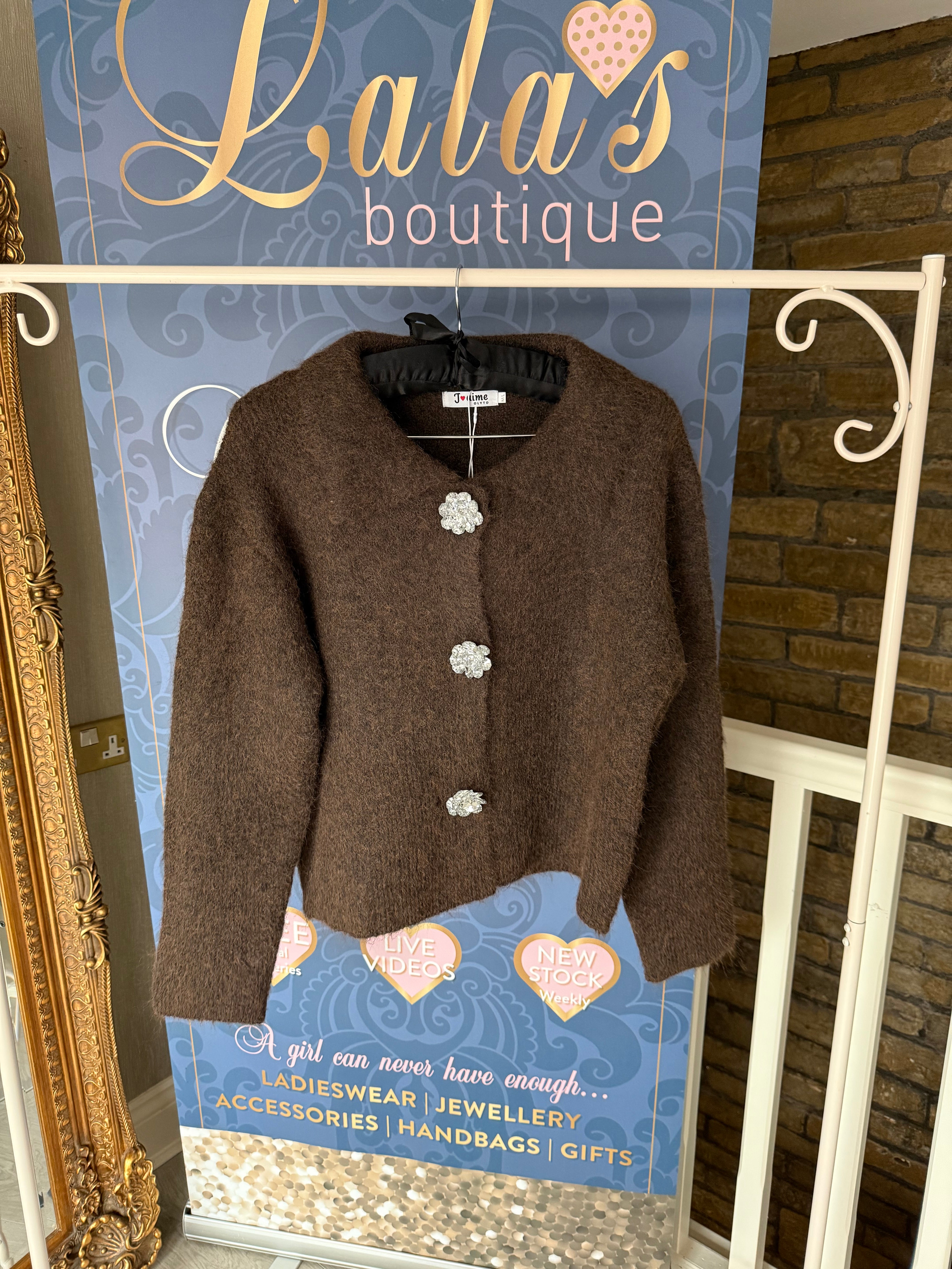 CHOCOLATE JEWEL BUTTON JACKET