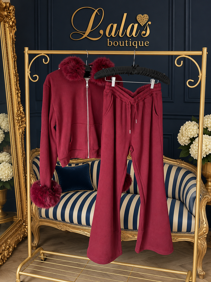 BURGUNDY FUR CO-ORD