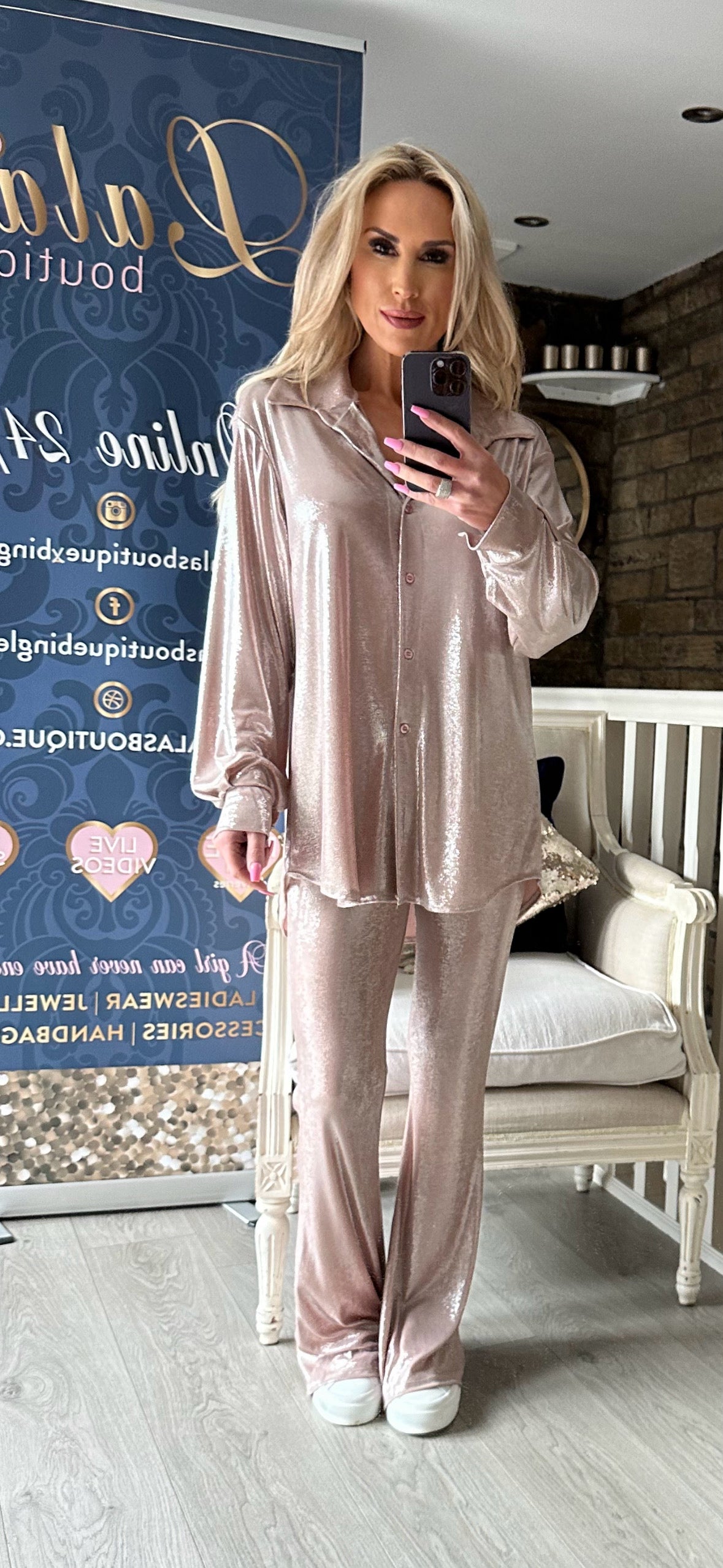 LUX ROSE GOLD LOUNGEWEAR SET