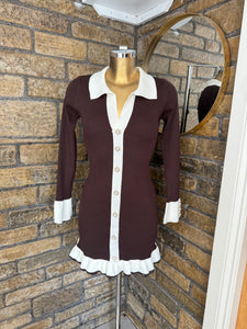 CHOCOLATE & CREAM FRILL DRESS