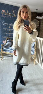 WINTER WHITE BLANKET STITCH JUMPER DRESS