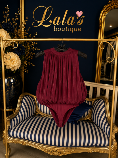 MULBERRY SATIN CHIFFON BODYSUIT