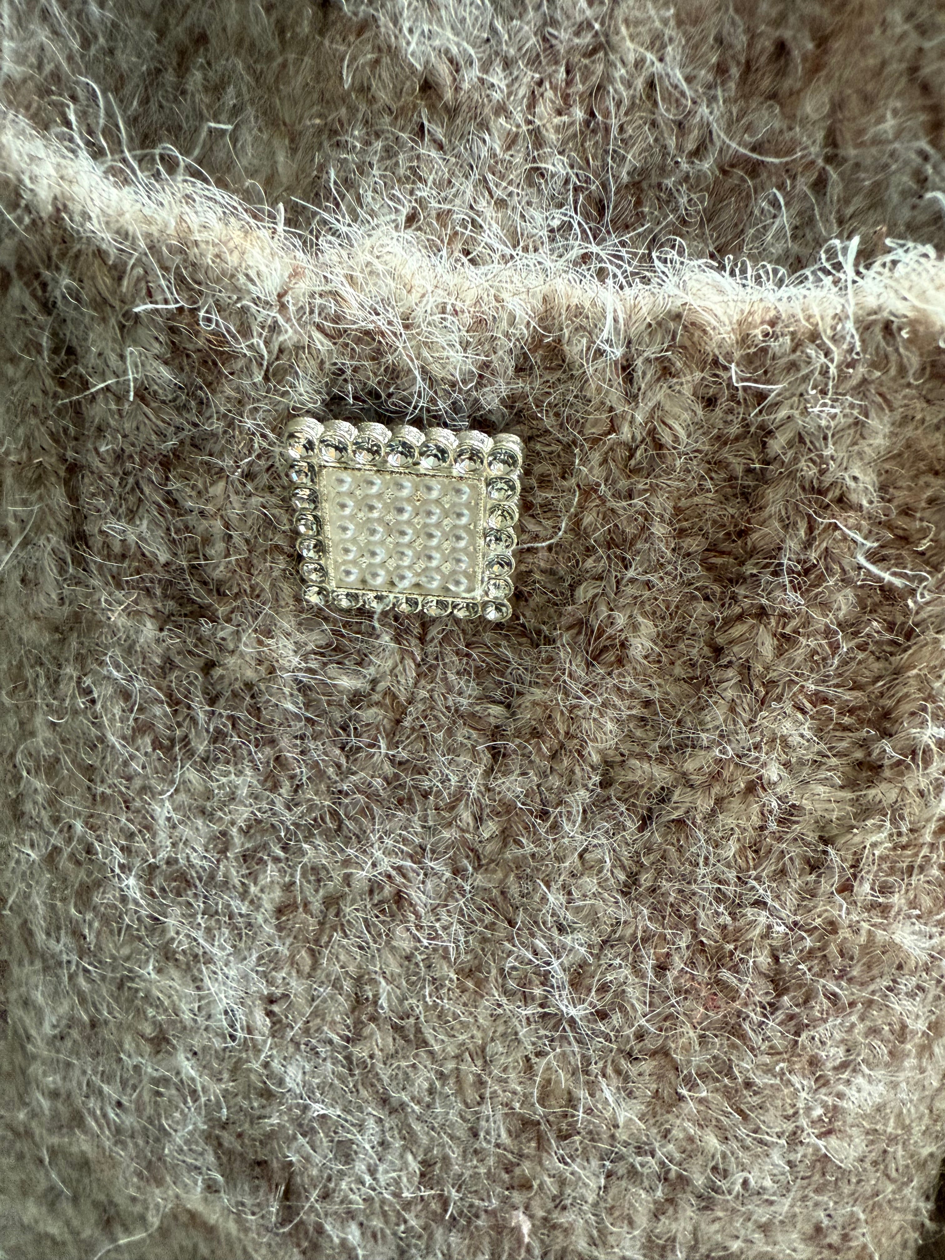 BEIGE LACE SHAWL COLLAR CARDIGAN