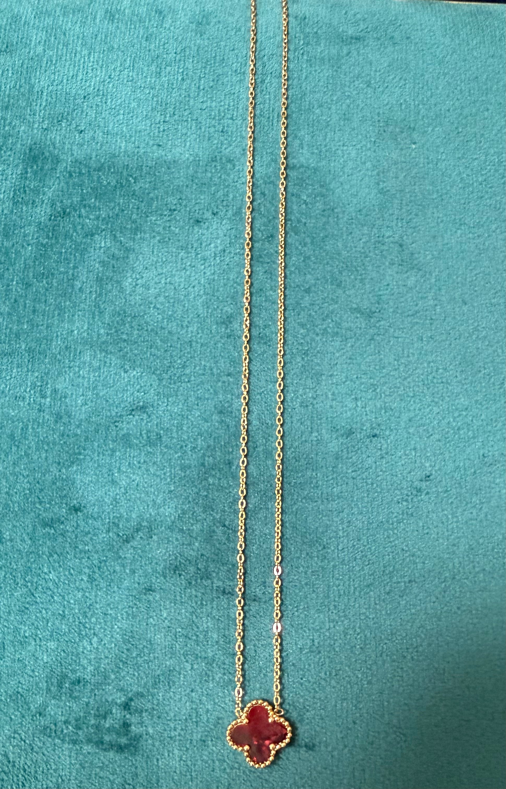 RUBY MARBLE CLOVER NECKLACE