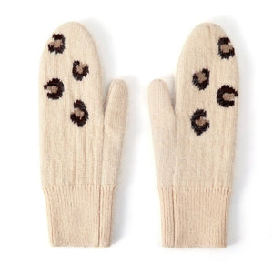 BEIGE LEOPARD PAW GLOVES