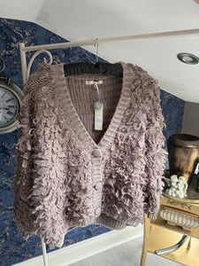 MUSHROOM NOODLE KNIT CARDIGAN