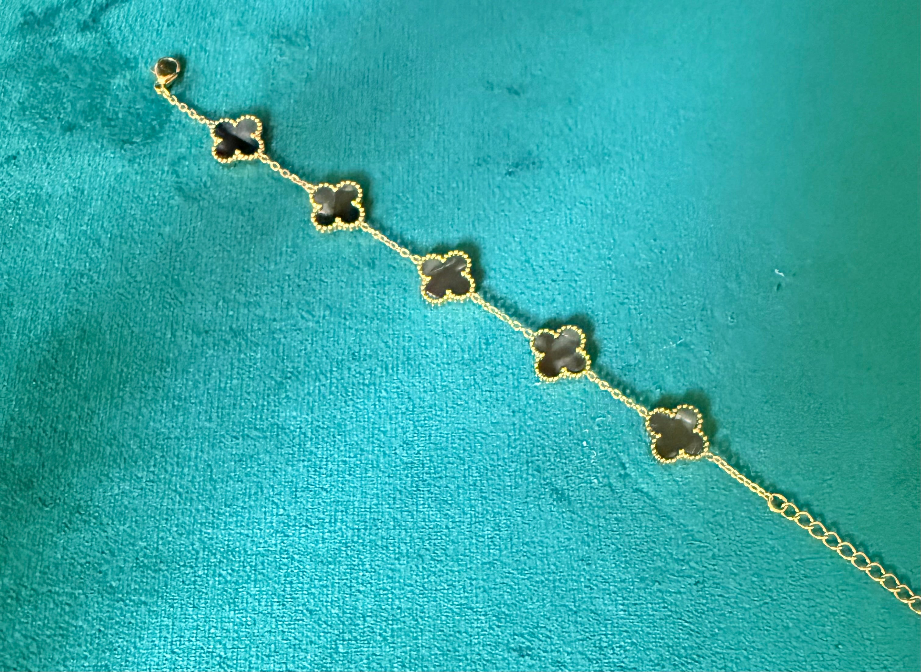 EMERALD MARBLE CLOVER BRACELET