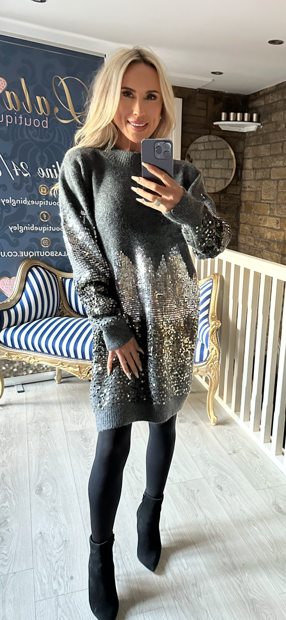 SILVER SEQUIN JUMPER DRESS